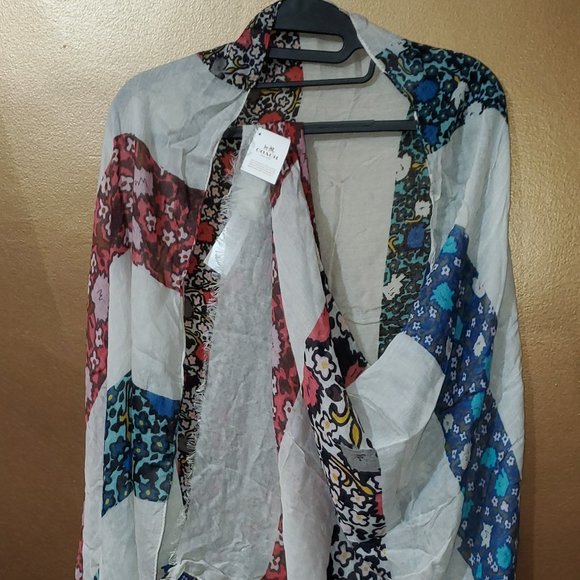 Coach multi-colored light weight spring scarf. NWT - Picture 1 of 4